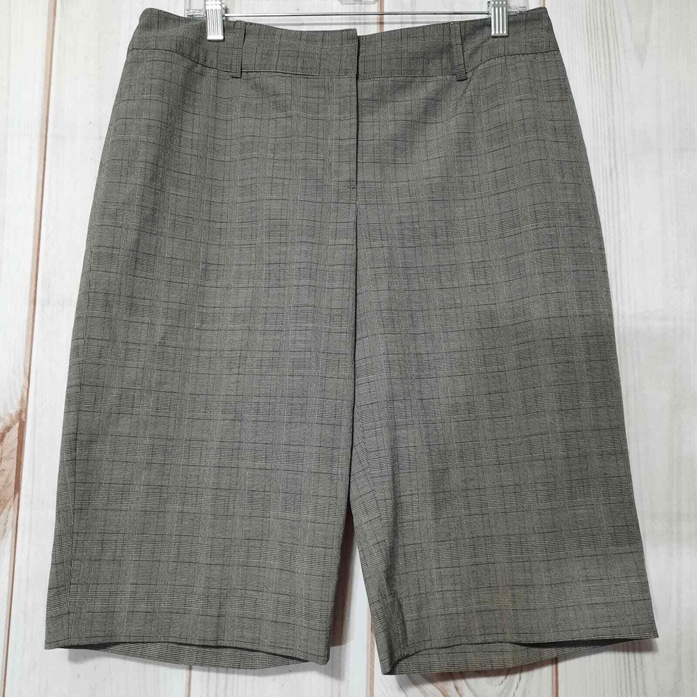 Apt 9 Maxwell Grey Glen Plaid Stretch Bermuda Shorts Womens Size 12 RN112133